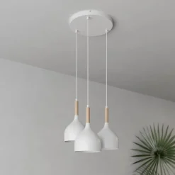 Hanglamp Noak 3-lamps rond wit/hout naturel