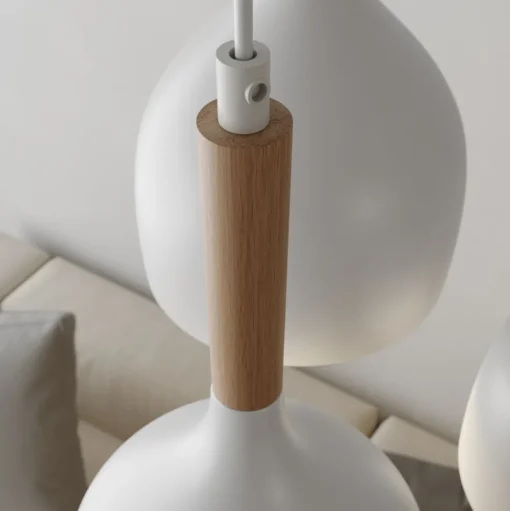 Hanglamp Noak 3-lamps rond wit/hout naturel