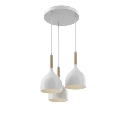 Hanglamp Noak 3-lamps rond wit/hout naturel
