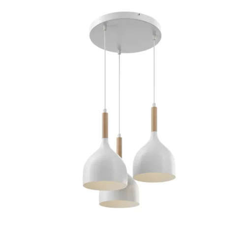 Hanglamp Noak 3-lamps rond wit/hout naturel
