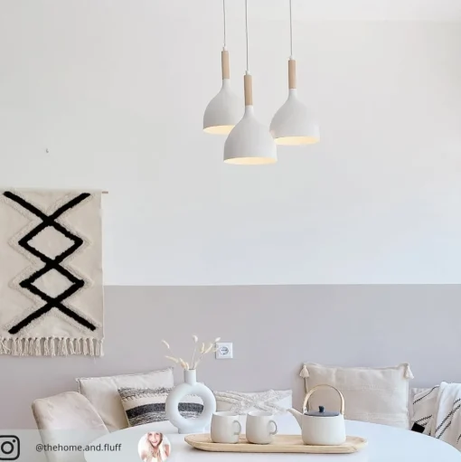 Hanglamp Noak 3-lamps rond wit/hout naturel