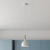 Hanglamp Noak, wit/hout naturel, Ø 17 cm