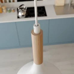 Hanglamp Noak, wit/hout naturel, Ø 17 cm