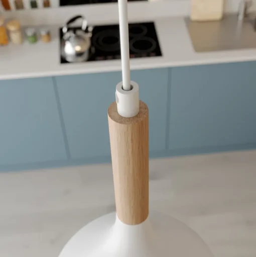 Hanglamp Noak, wit/hout naturel, Ø 17 cm