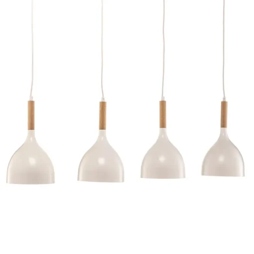 Hanglamp Noak, wit/hout naturel, 4-lamps lang