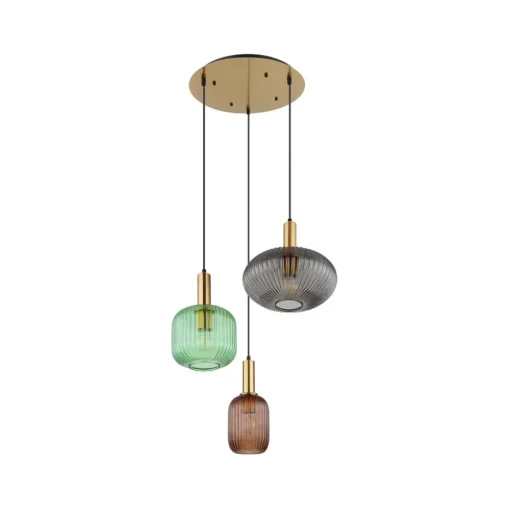 Hanglamp Normy, Ø 55 cm, gekleurd, glas, 3-lamps.