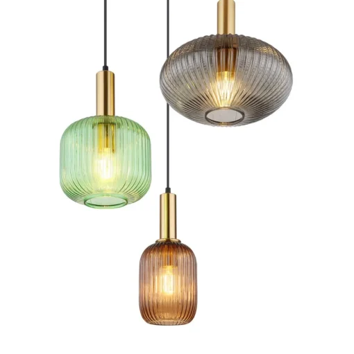 Hanglamp Normy, Ø 55 cm, gekleurd, glas, 3-lamps.