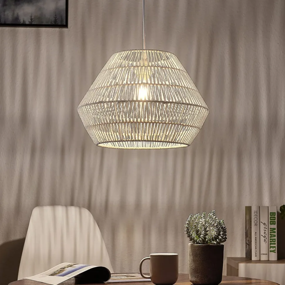 Hanglamp Ottavio van papieren vlechtwerk, wit