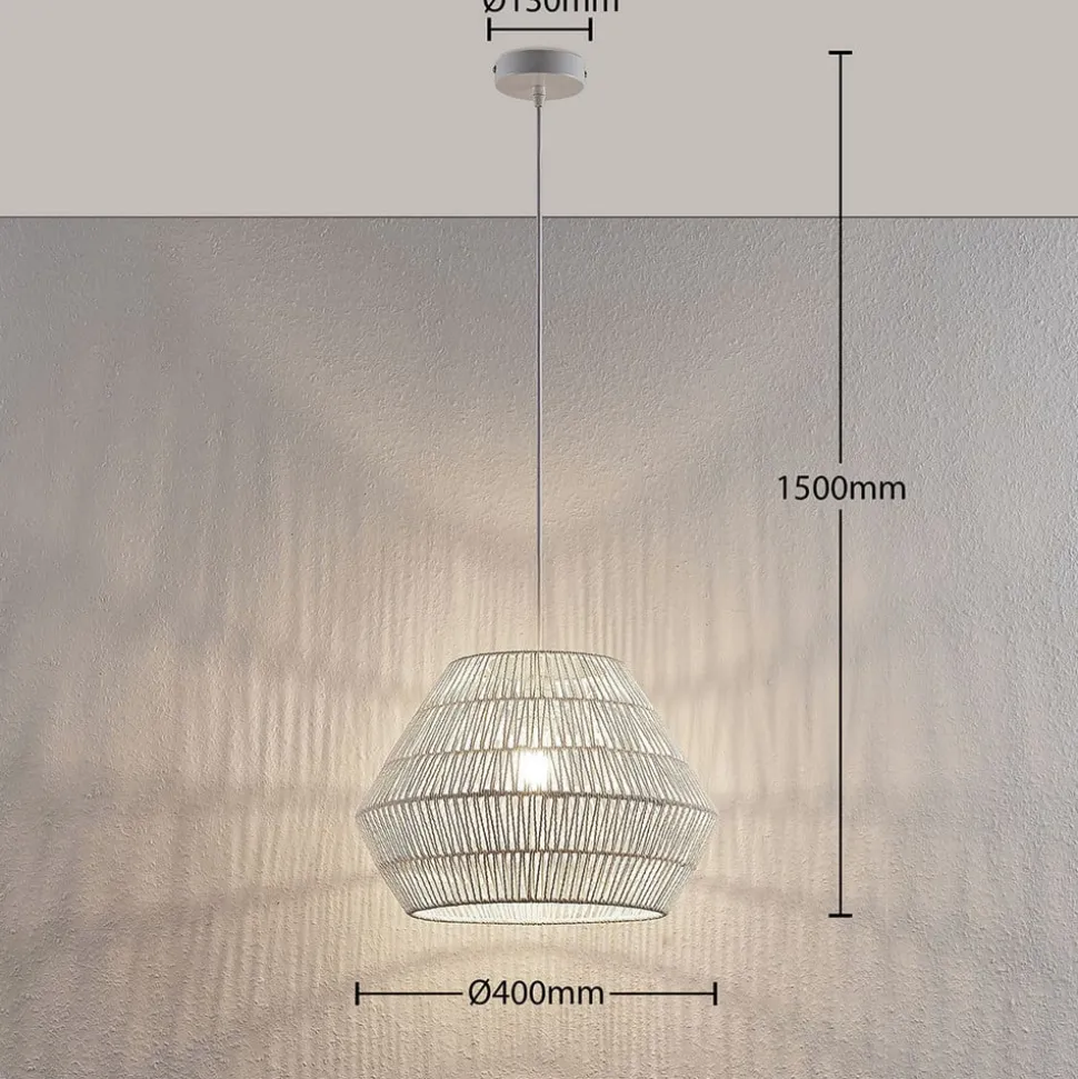 Hanglamp Ottavio van papieren vlechtwerk, wit
