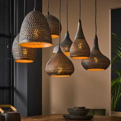Hanglamp Punchray, 7-lamps, formenmix