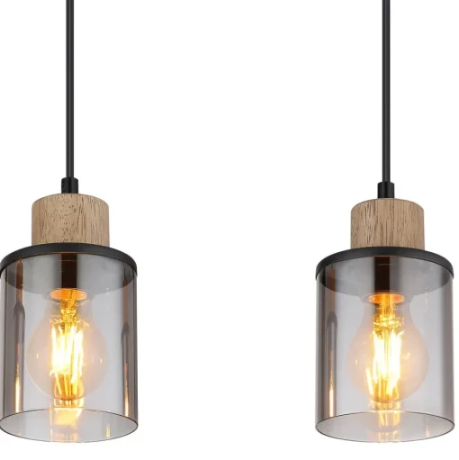 Hanglamp Reid, 3-lamps, zwart/rook