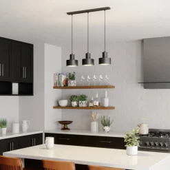 Hanglamp Rif, lineair 3-lamps, zwart
