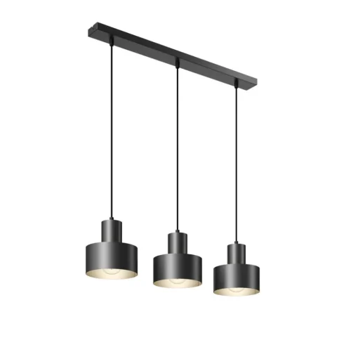 Hanglamp Rif, lineair 3-lamps, zwart
