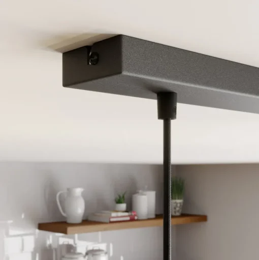 Hanglamp Rif, lineair 3-lamps, zwart