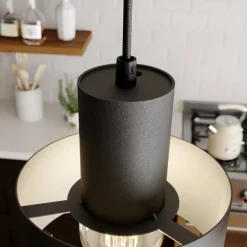 Hanglamp Rif, lineair 3-lamps, zwart