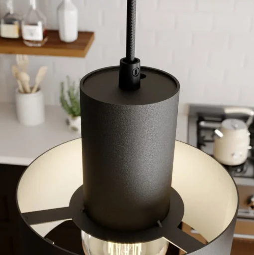 Hanglamp Rif, lineair 3-lamps, zwart