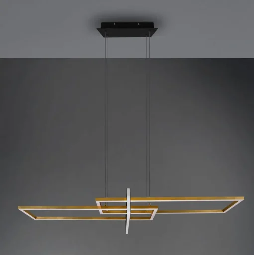 Hanglamp Salinas, messingkleurig, metaal, 110 cm lang