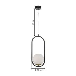 Hanglamp Samba, opaalglas/zwart 1-lamp