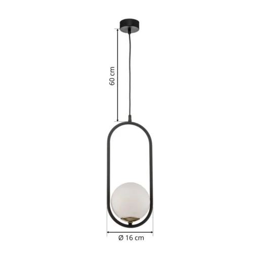 Hanglamp Samba, opaalglas/zwart 1-lamp
