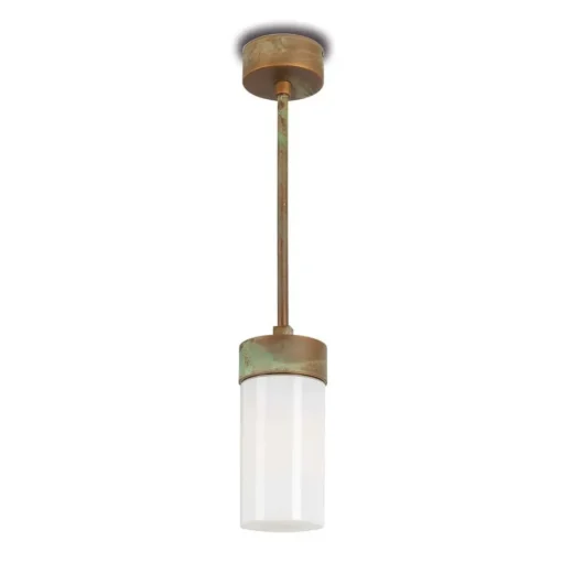 Hanglamp Silindar 3358, messing antiek/opaal