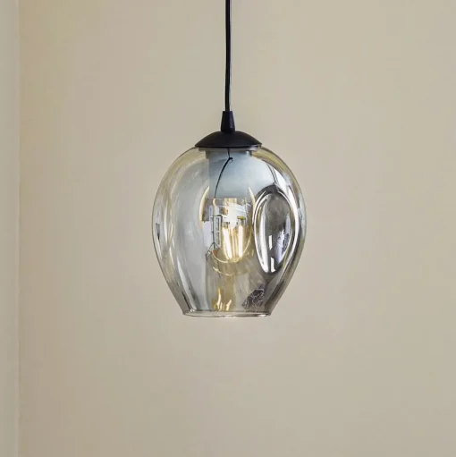 Hanglamp Starla, glas grafiet, 1-lamp rond