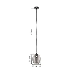 Hanglamp Starla, glas grafiet, 1-lamp rond