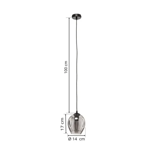 Hanglamp Starla, glas grafiet, 1-lamp rond