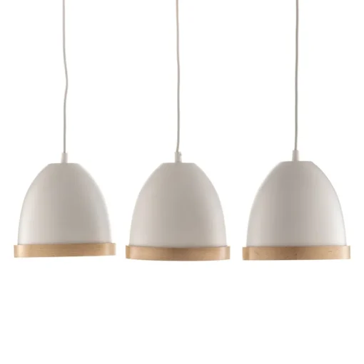 Hanglamp Studio met houtdecor 3-lamps wit