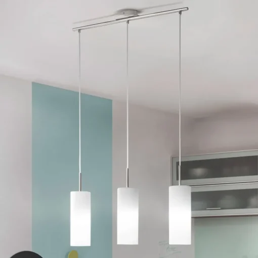 Hanglamp Troy, mat nikkel/gesatineerd, 3-lamps