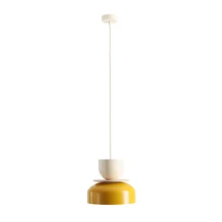 Hanglamp Uto, geel/crème, metalen kap