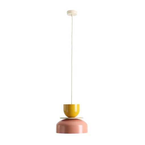 Hanglamp Uto, koraal/geel, metalen kap