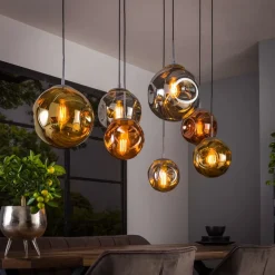 Hanglamp Valerya, glasbollen, 7-lamps