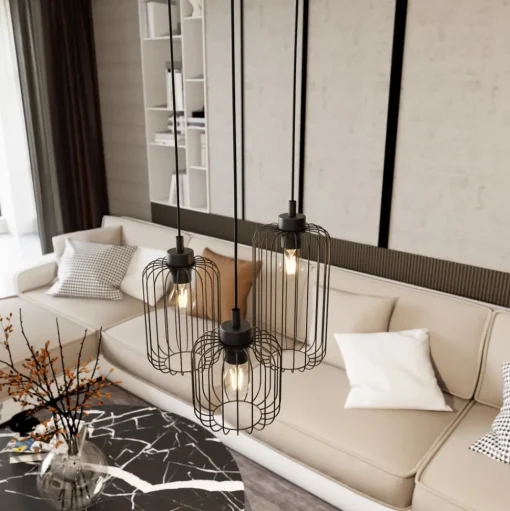 Hanglamp Vander, 3-lamps, Ø 30 cm, zwart, metaal, E27