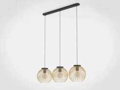 Hanglamp Venezuela, zwart/goud, 3-lamps