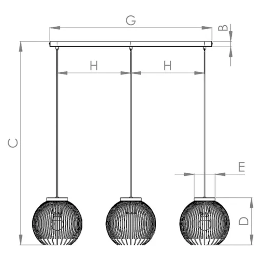 Hanglamp Venezuela, zwart/goud, 3-lamps