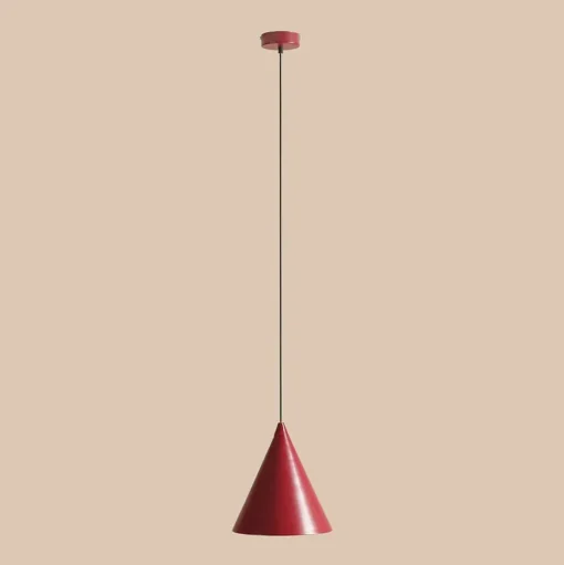 Hanglamp vorm, wijnrood, metaal, Ø 24 cm, kegel, E27