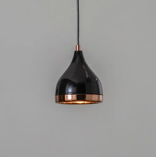 Hanglamp Yildo 7000 1-lamp Ø15cm zwart/koper