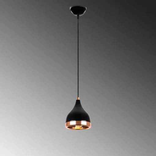 Hanglamp Yildo 7000 1-lamp Ø15cm zwart/koper