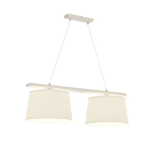Hanglamp Zweden, antiek wit/wit, textiel, hout, 2-lamps