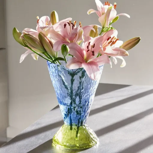 Hübsch Abyss vaas, blauw, glas, hoogte 29 cm, Ø 20 cm
