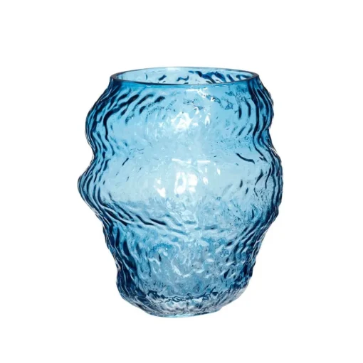 Hübsch Aurora vaas, glas, blauw, hoogte 18 cm
