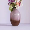 Hübsch Posy vaas, glas, roodbruin/olijfroze, hoogte 37 cm