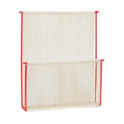Hübsch Tijdschriftenhouder String, wand, crème wit/rood
