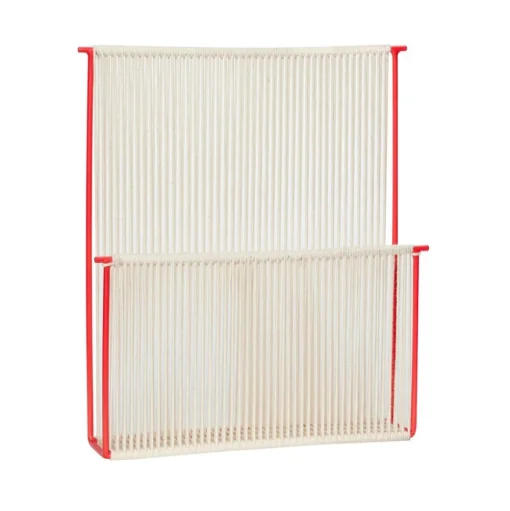 Hübsch Tijdschriftenhouder String, wand, crème wit/rood