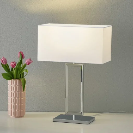 Helestra Enna 2 textiel-tafellamp, hoogte 53 cm