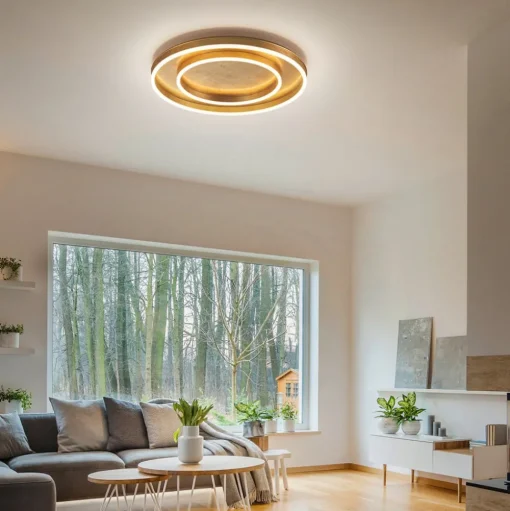 Helestra Sona LED plafondlamp dimbaar Ø60cm goud