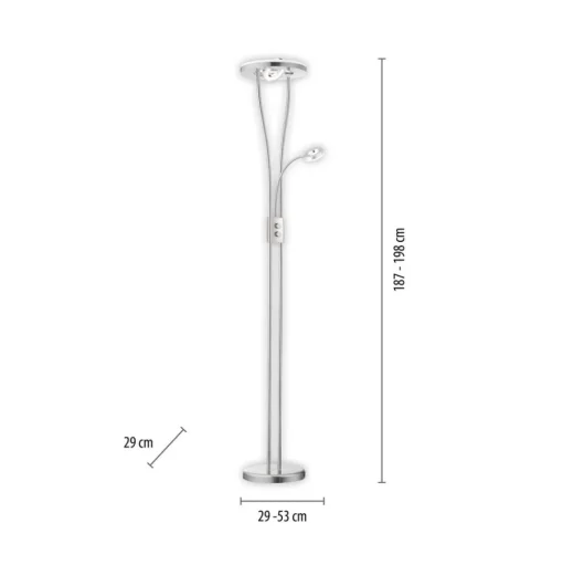 Helia LED vloerlamp met leeslamp, staal