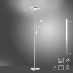Helia LED vloerlamp met leeslamp, staal