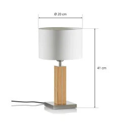 HerzBlut Dana tafellamp met houten voet eiken