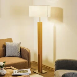 HerzBlut Dana vloerlamp, eiken natuur, wit